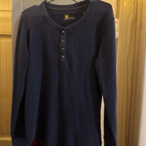 Carhartt Navy Long Sleeve Henley Shirt